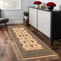 9 Dark Gray Tan And Brown Oriental Runner Rug