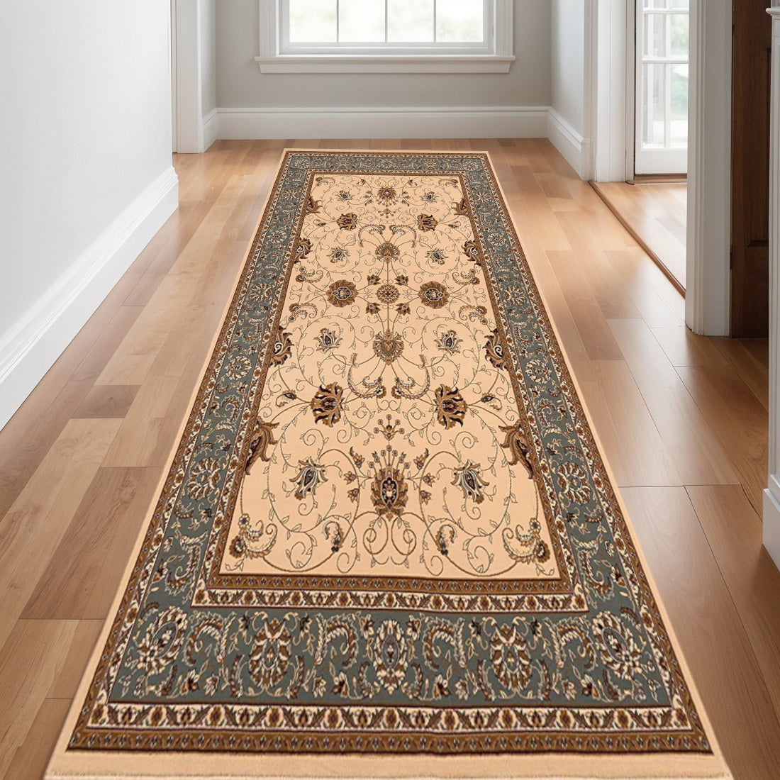 17 Runner Dark Gray Tan And Brown Oriental Runner Rug