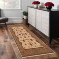 7 Tan And Brown Oriental Runner Rug