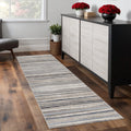 7 Blue Brown And Sand Striped Runner Rug