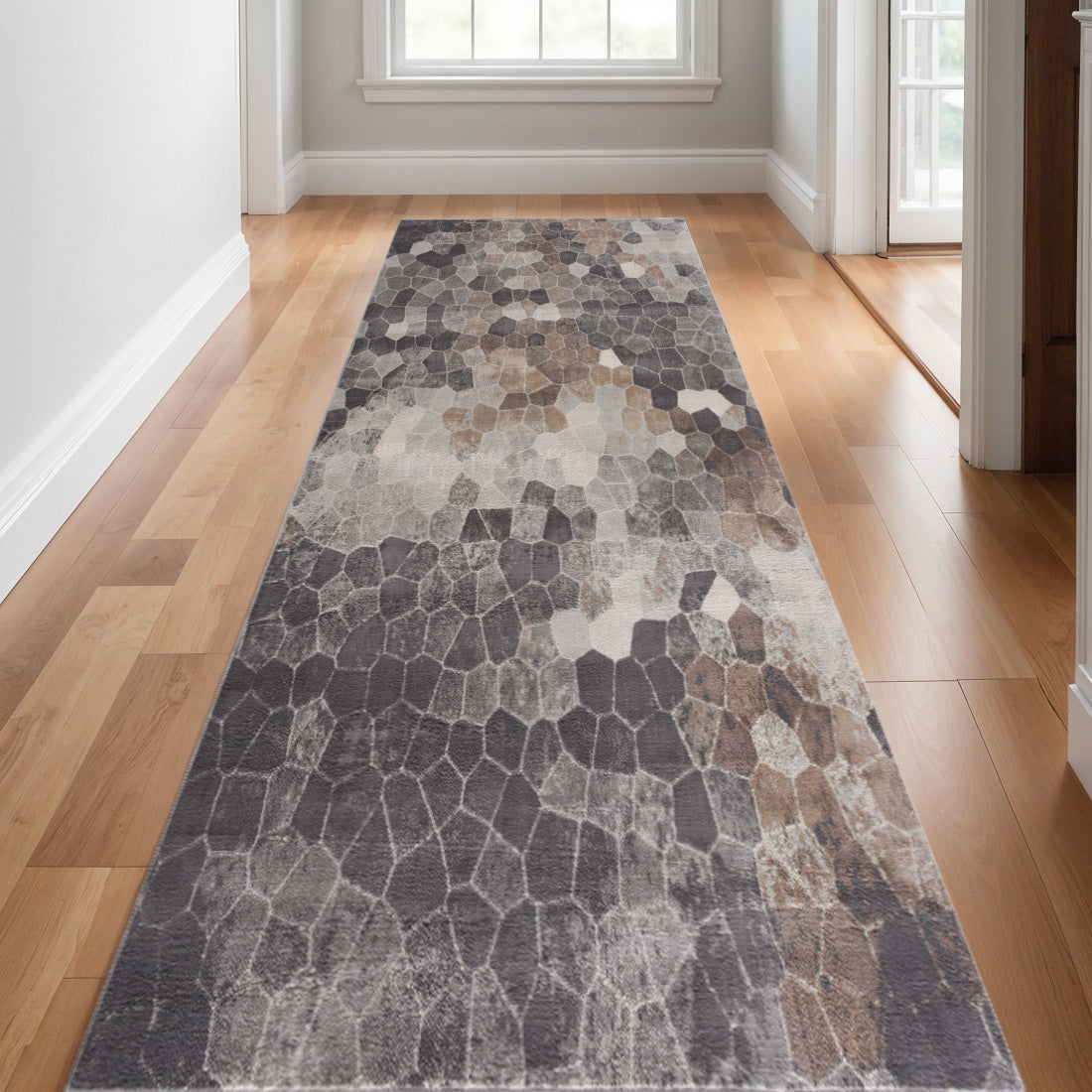 19 Runner Gray Brown And Charcoal Cobblestone Runner Rug