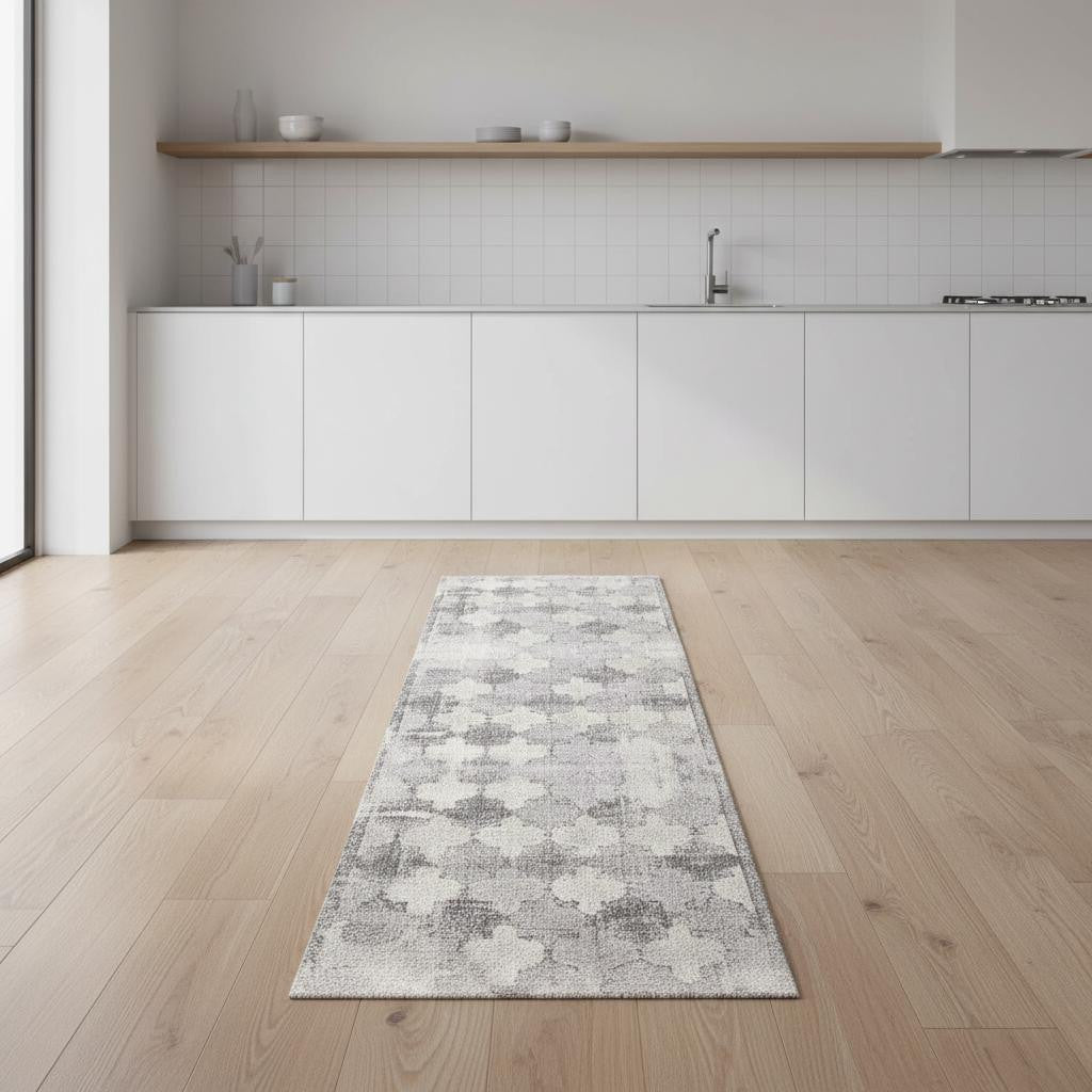 9 Gray And Beige Moroccan Runner Rug