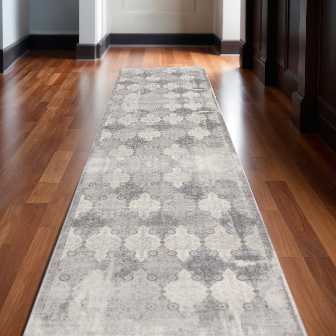 2 X 30 Gray And Beige Moroccan Area Rug