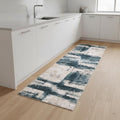 9 Blue And Beige Abstract Runner Rug