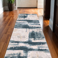 2 x 25 Blue And Beige Abstract Runner Rug