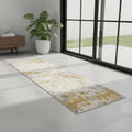7 Gold And Gray Abstract Runner Rug
