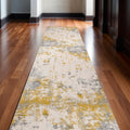 2 X 30 Gold And Gray Abstract Area Rug