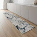 9 Blue Beige And Gray Abstract Runner Rug