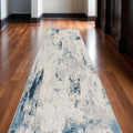 2 X 30 Blue Beige And Gray Abstract Area Rug