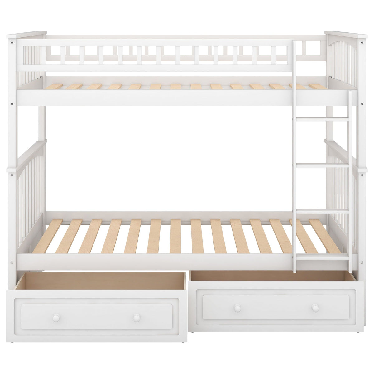 Mystrene - Twin Over Twin Bunk Bed With Drawers, Convertible Beds
