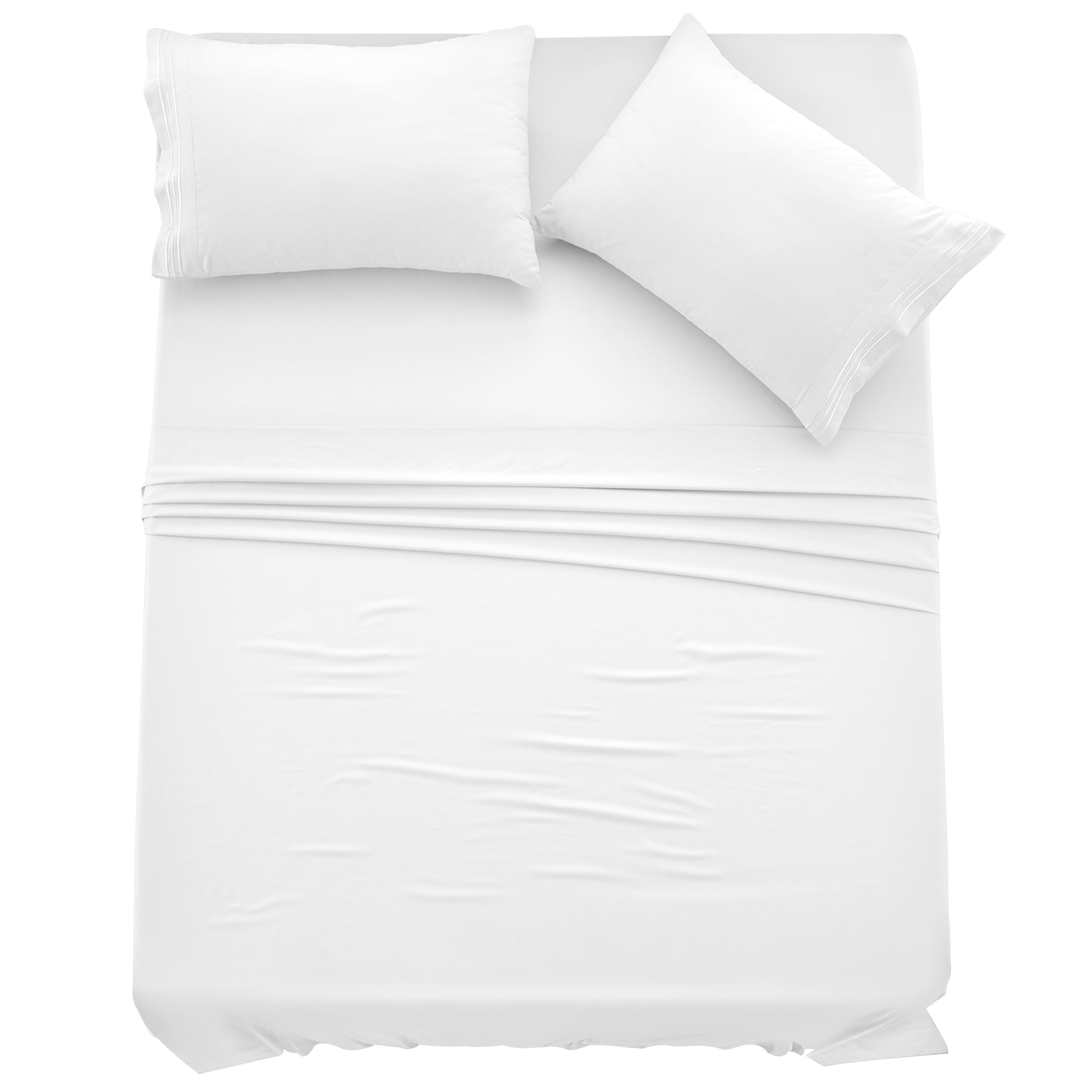 Ldc King Sheet Set - 4 Pc Brushed Microfiber Bed Sheets 16 Inches Deep Pockets - Embroidered Pillowcases - Hotel Luxury Sheets K
