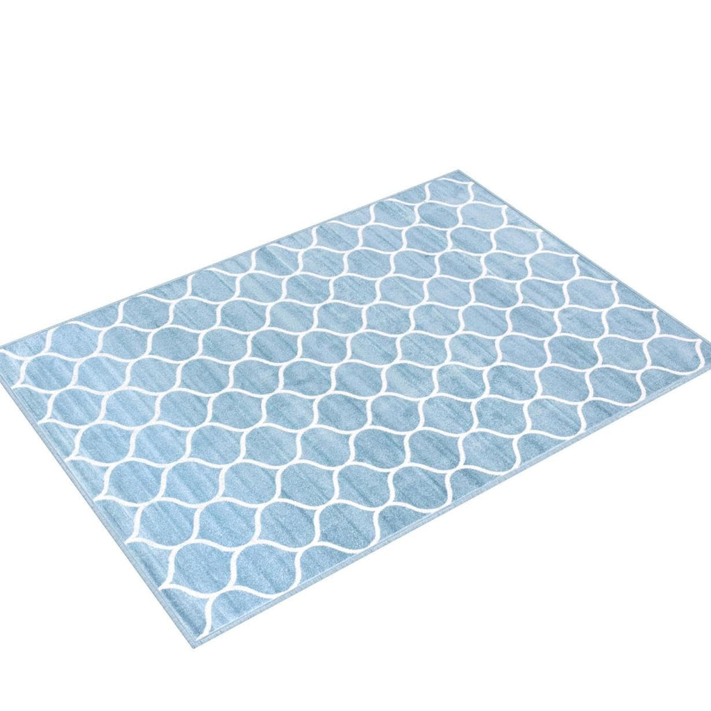 Unique Loom Trellis Frieze Collection Area Rug - Rounded (10' X 14' 1'', Light Blue/ Ivory)