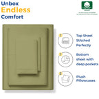 600 Thread Count Egyptian Quality 100% Cotton Sheets Set, Twin Xl Size Bedding Set In Sage Green