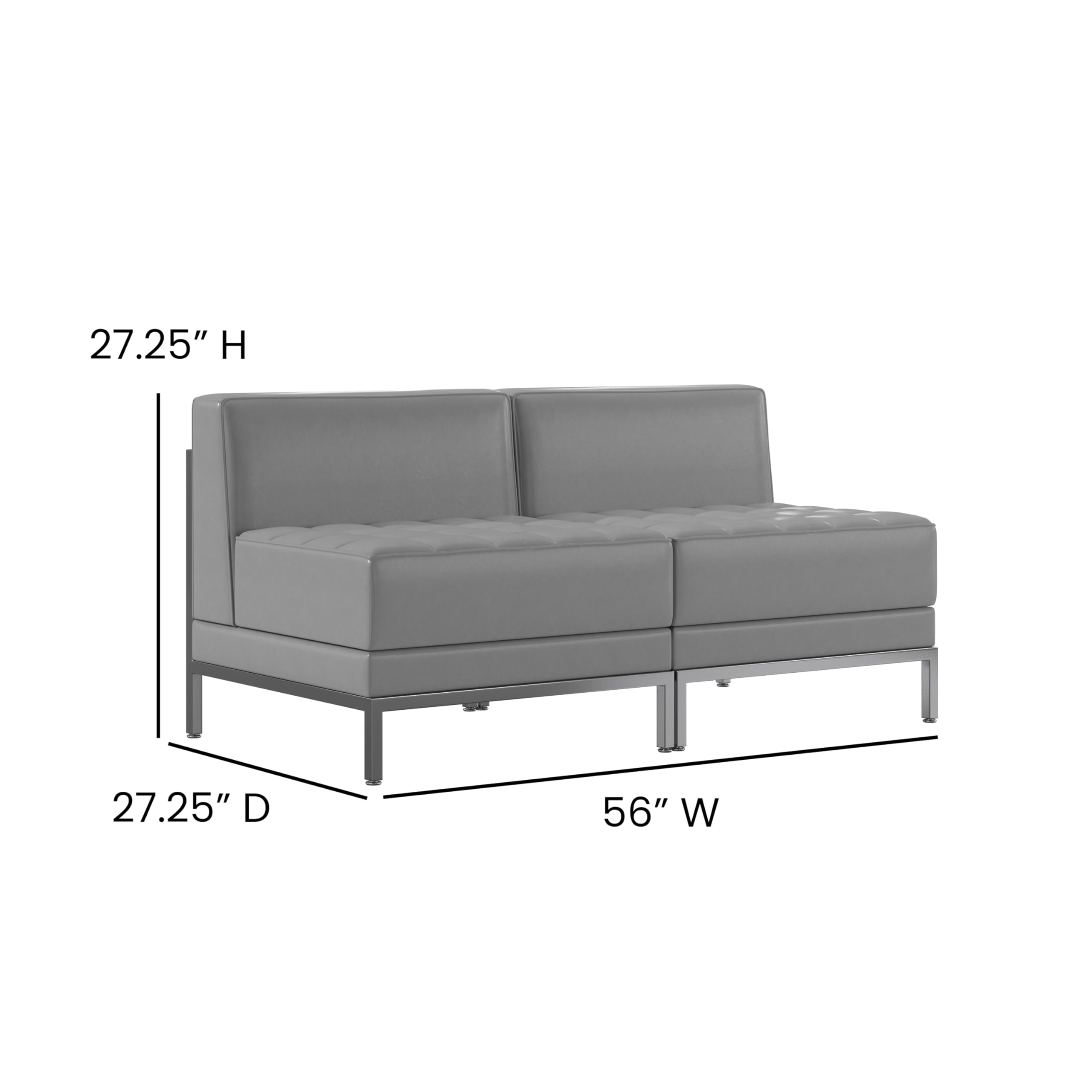 Flash Furniture HERCULES Imagination Series 2 Piece Gray LeatherSoft Waiting Room Lounge Set - Reception Bench