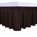 Purefit Wrap Around Ruffled Bed Skirt With Adjustable Elastic Belt - 22 Inch Drop Easy To Put On, Wrinkle Free Bedskirt Dust Ruffles, Bed Frame Cover For Twin,Twin Xl And Full Size Beds, Chocolate