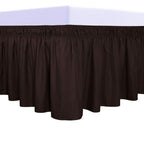 Purefit Wrap Around Ruffled Bed Skirt With Adjustable Elastic Belt - 22 Inch Drop Easy To Put On, Wrinkle Free Bedskirt Dust Ruffles, Bed Frame Cover For Twin,Twin Xl And Full Size Beds, Chocolate