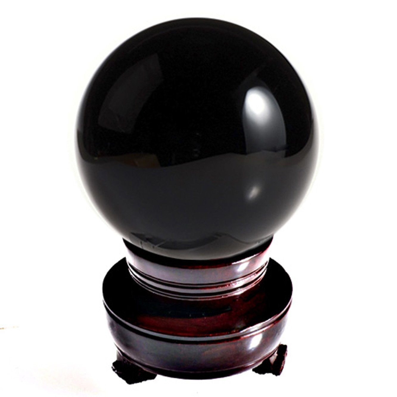 Amlong Crystal Meditation Divnation Sphere Feng Shui Crystal Ball, Lensball, Decorative Ball with Wooden Stand and Gift Box, Bla