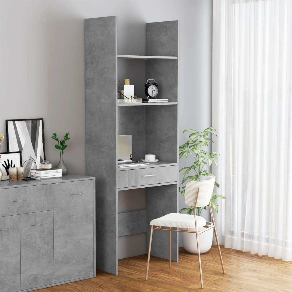 vidaXL Book Cabinet Concrete Gray 23.6&quot;x13.8&quot;x70.9&quot; Chipboard