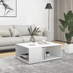 vidaXL White Engineered Wood Coffee Table - Stylish Rectangular Side Sofa Table for Living Room, Bedroom with 2 Shelves, Easy to Assemble - 35.4"x26.4"x13"