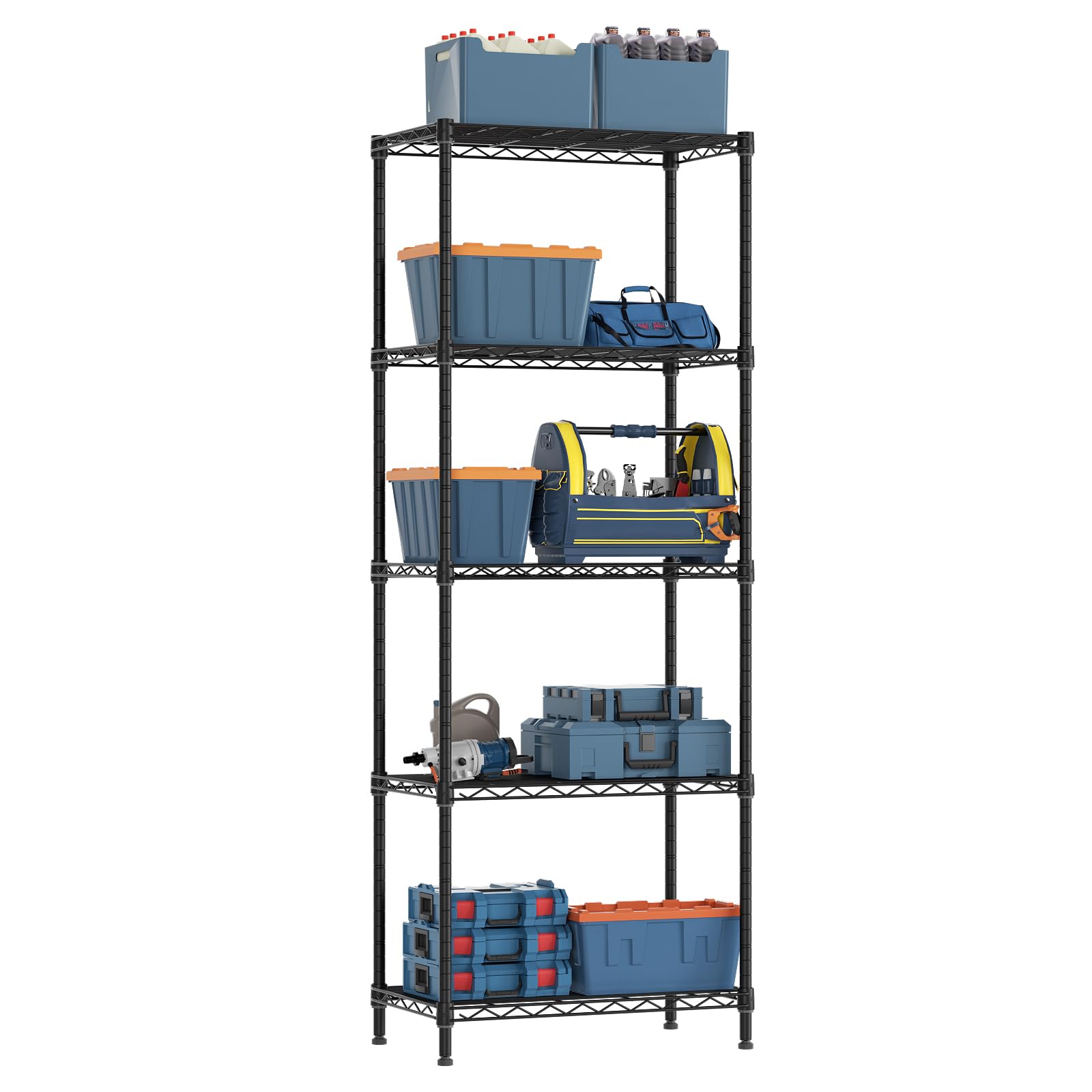 Golpart 5 Tier Adjustable Storage Shelves,Heavy Duty Metal Utility Shelf 750LBS Capacity,Wire Shelving Unit Organizer Rack for H