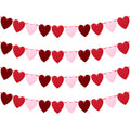 4 Pieces Felt Heart Garland Valentine' s Day Felt Hearts Banner for Valentine Party Decorations