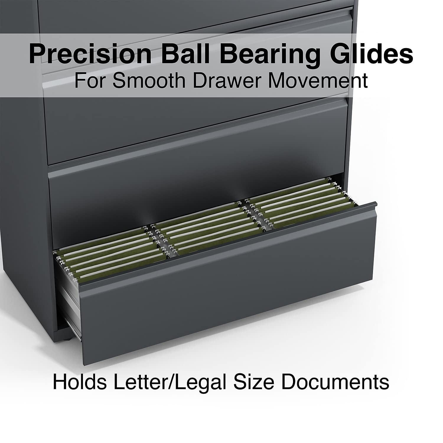 Lorell 4-Drawer Lateral File, 42 By 18-5/8 By 52-1/2-Inch, Charcoal