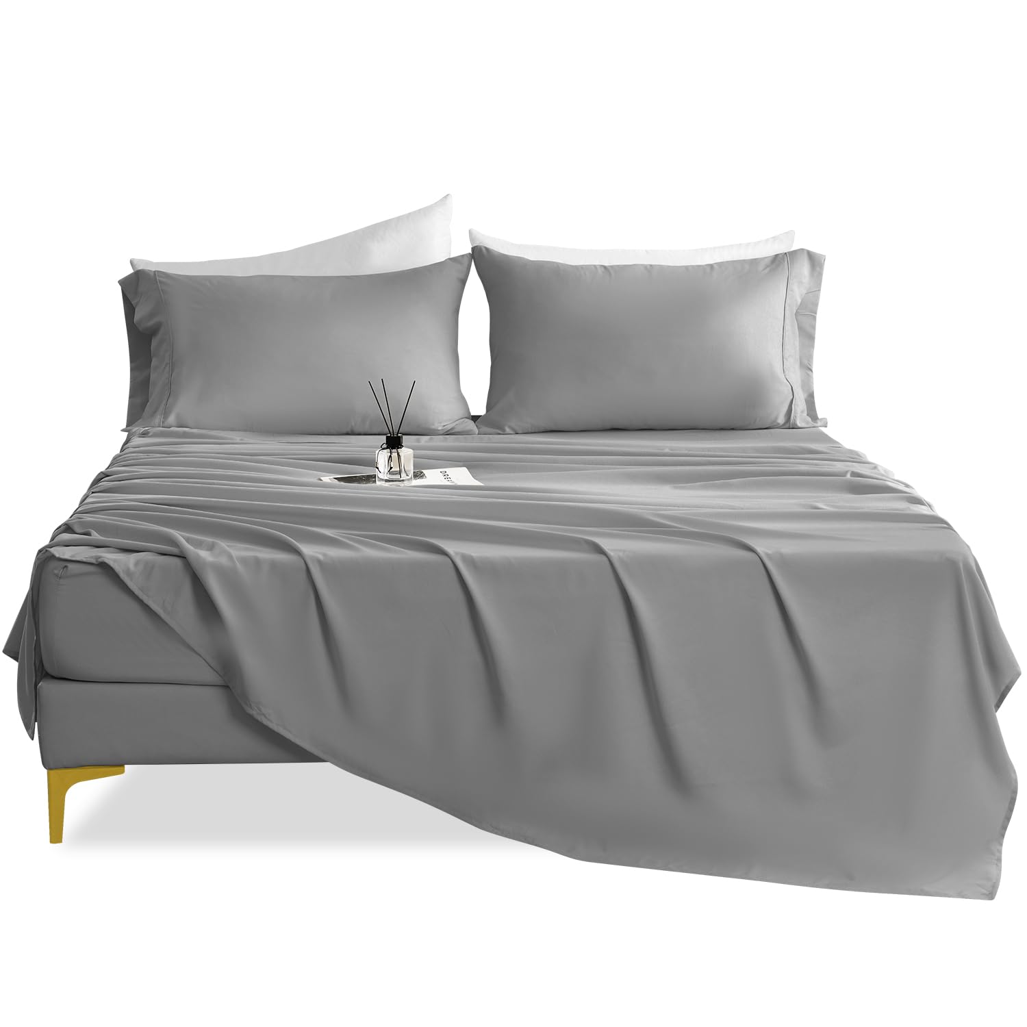 Cozysmile California King Sheet Set - 4 Piece Silky Soft Breathable Bed Sheet & Pillowcase Set, 16'' Deep Pocket Hotel Luxury Wr
