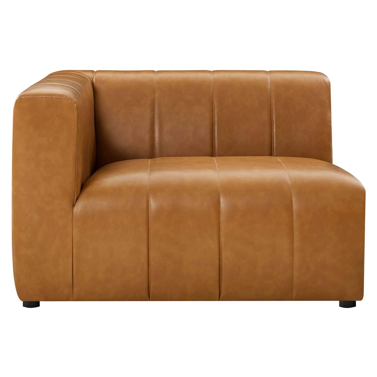 Modway Bartlett Channel Tufted Vegan Leather, Left-Arm Chair, Tan