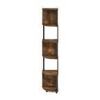 Furinno Econ 5-Tier Zigzag Corner Shelf Bookcase, Bookshelf, Amber Pine/Black