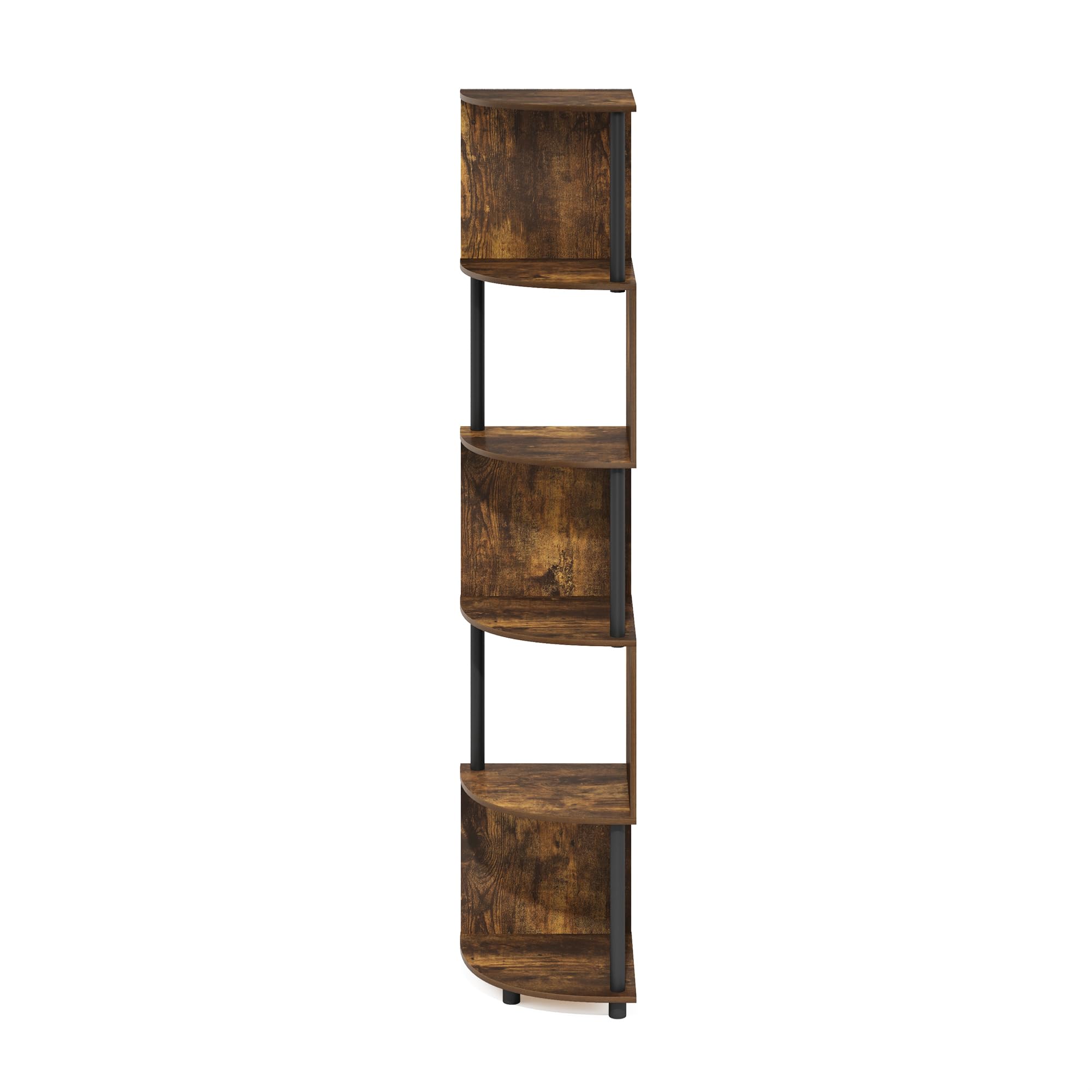 Furinno Econ 5-Tier Zigzag Corner Shelf Bookcase, Bookshelf, Amber Pine/Black