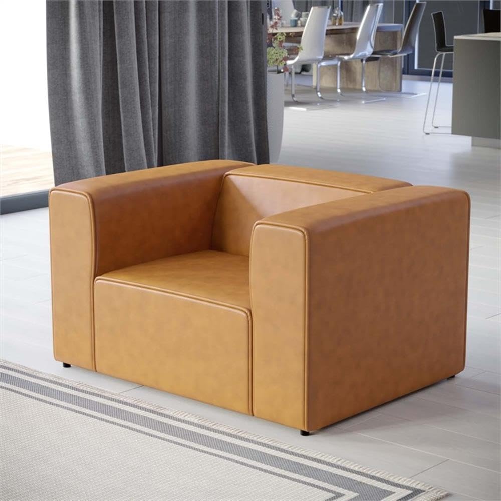 Modway Mingle Vegan Leather Lounge Armchair, Tan