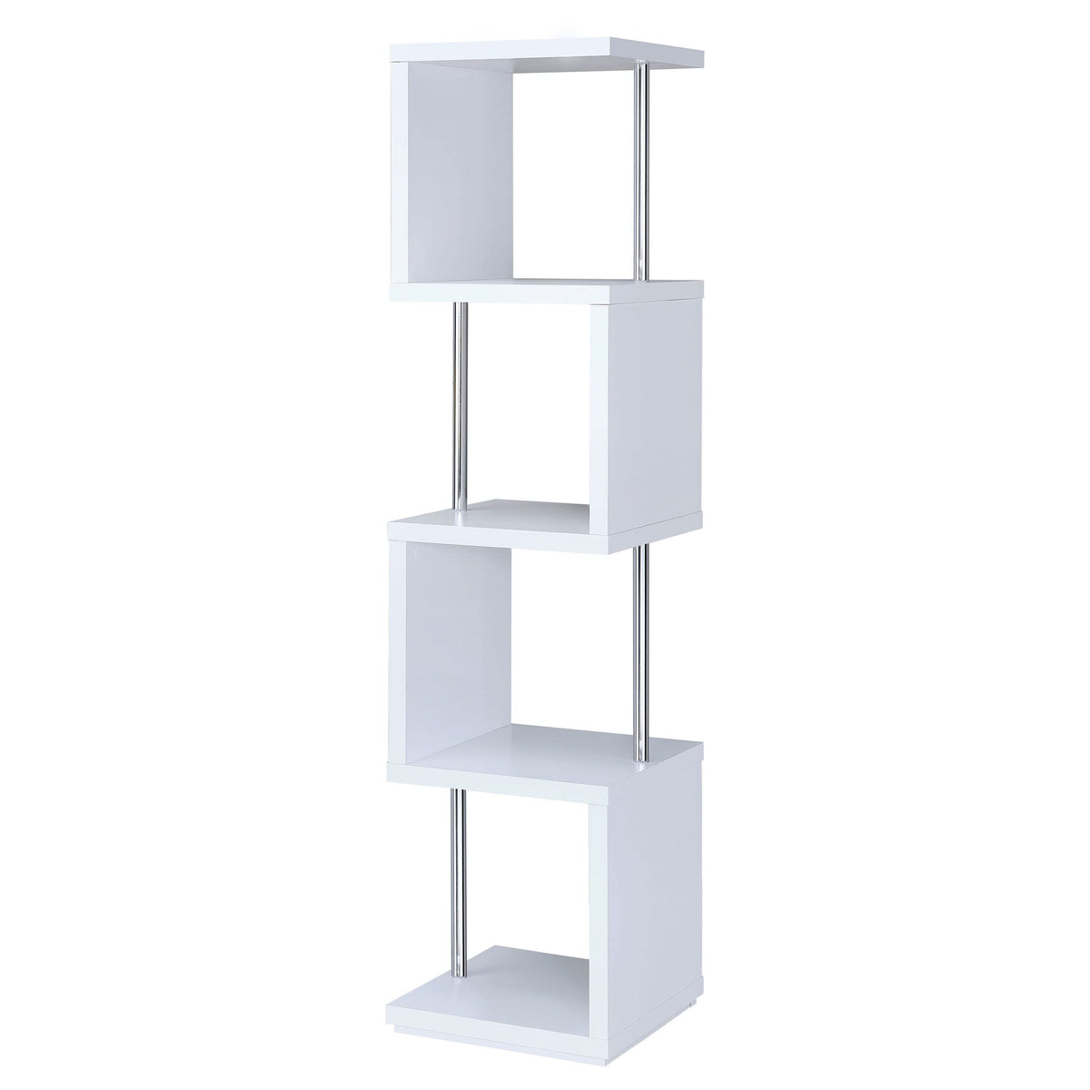 Coaster Home Furnishings Baxter 67-inch 4-Shelf Bookshelf White and Chrome