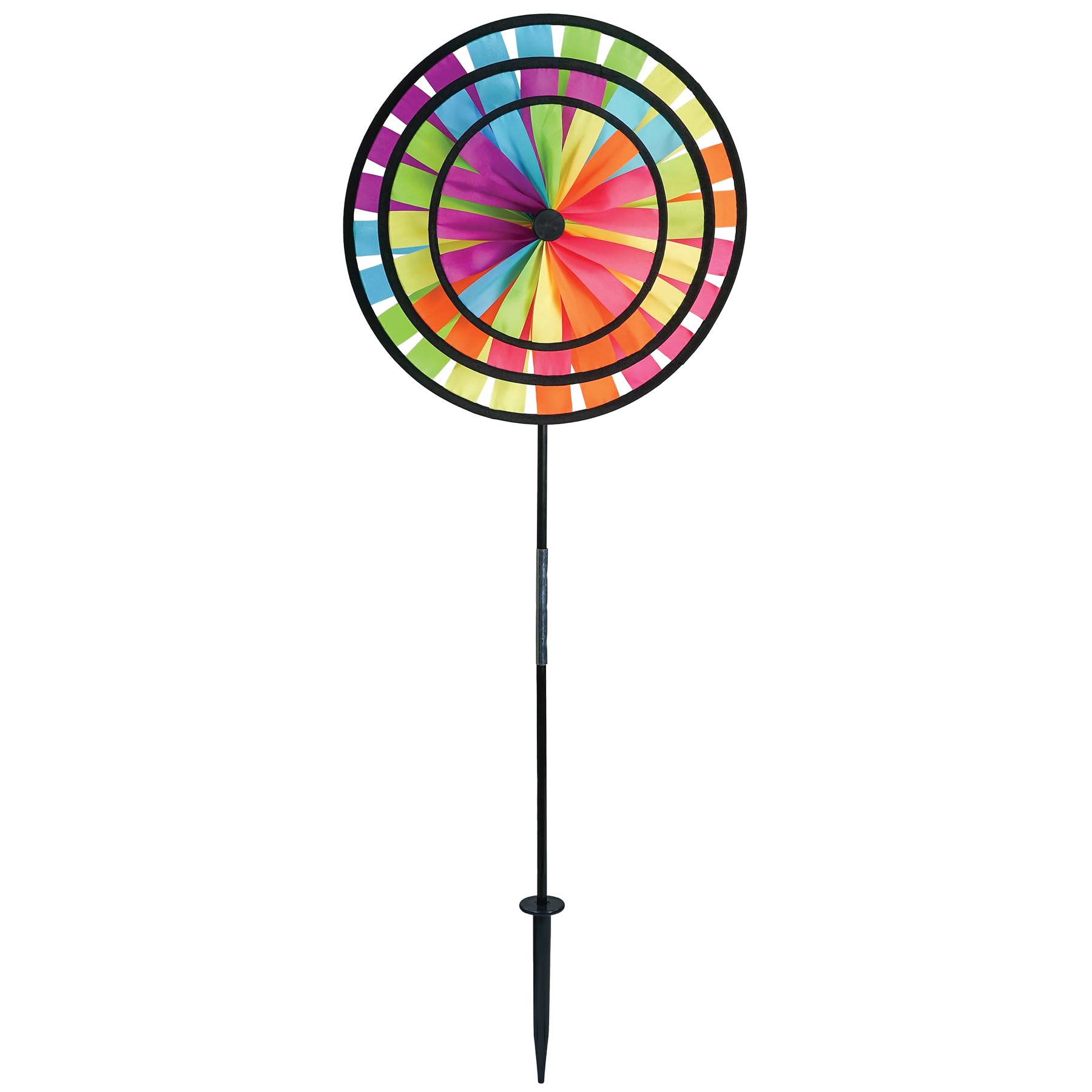 In The Breeze 2614 - Fiesta Triple Wheel Spinner - Colorful, Mesmerizing Wind Spinner For Yards And Gardens