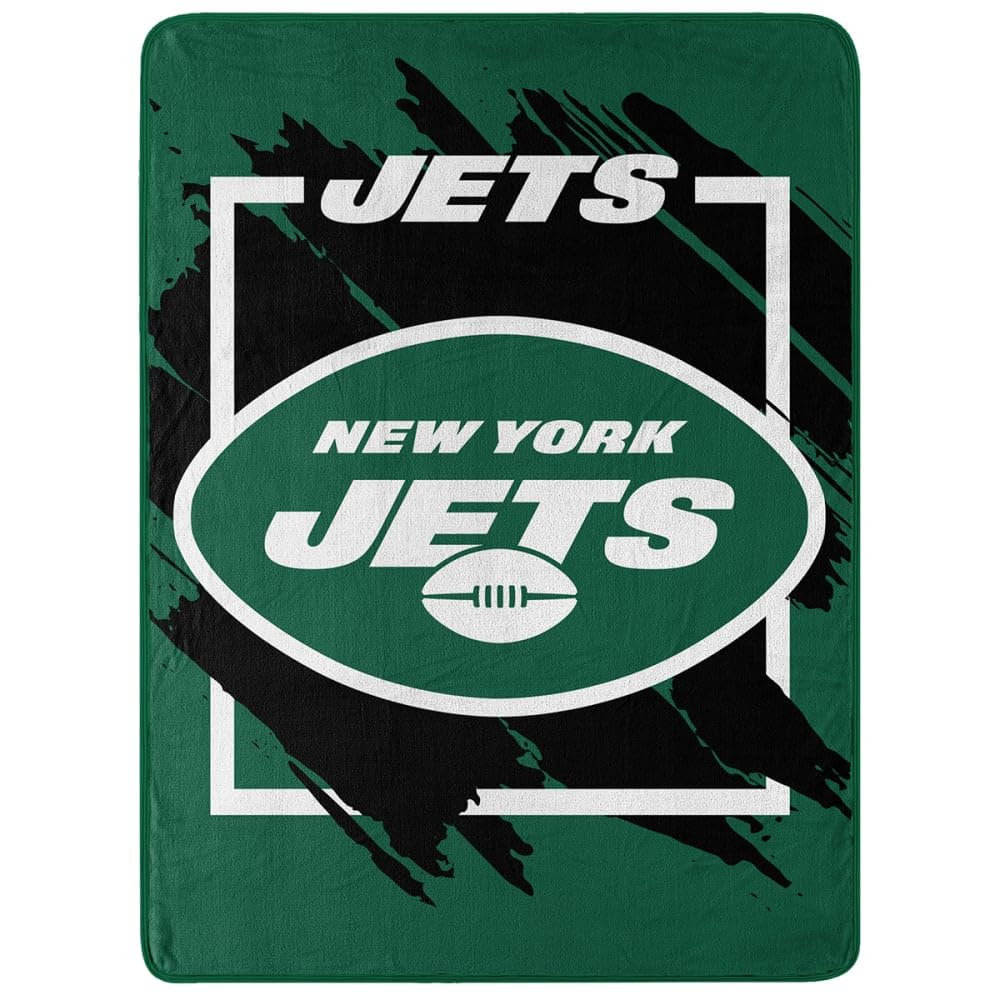 New York Jets Blanket 46X60 Micro Raschel Dimensional Design Rolled
