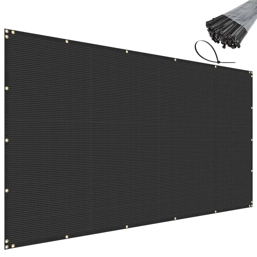 Sunnyroyal Privacy Fence Screen Heavy Duty Windscreen Net Fabric With Brass Grommets Outdoor 4' X 113' Black