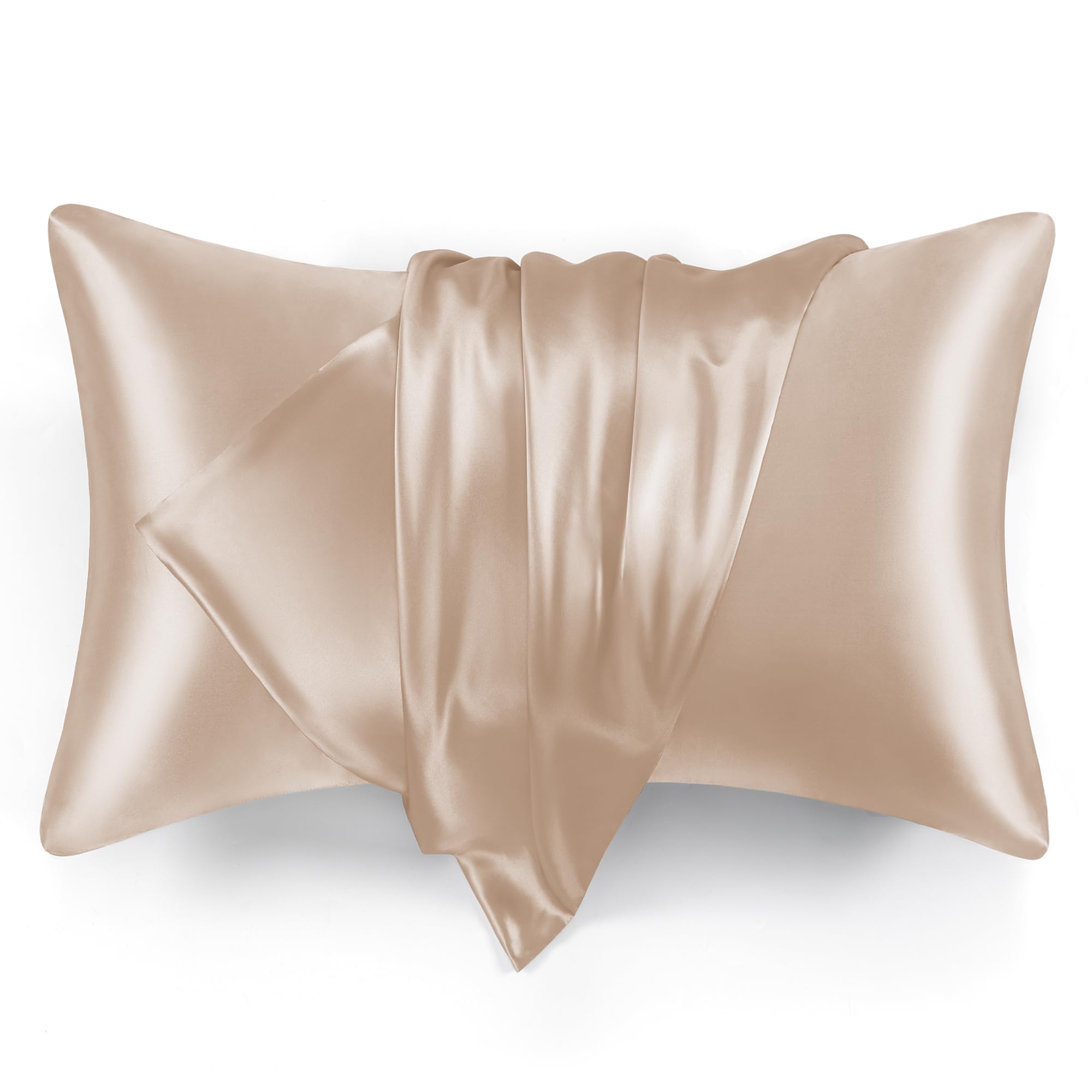 Love'S Cabin Silk Satin Pillowcase For Hair And Skin (Camel Taupe, 20X26 Inches) Slip Pillow Cases Standard Size Set Of 2 - Sati
