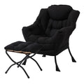 Welnow Lazy Chair with Ottoman, Modern Lounge Accent Chair with Armrests and a Side Pocket, Leisure Sofa Chair, Reading Chair wi