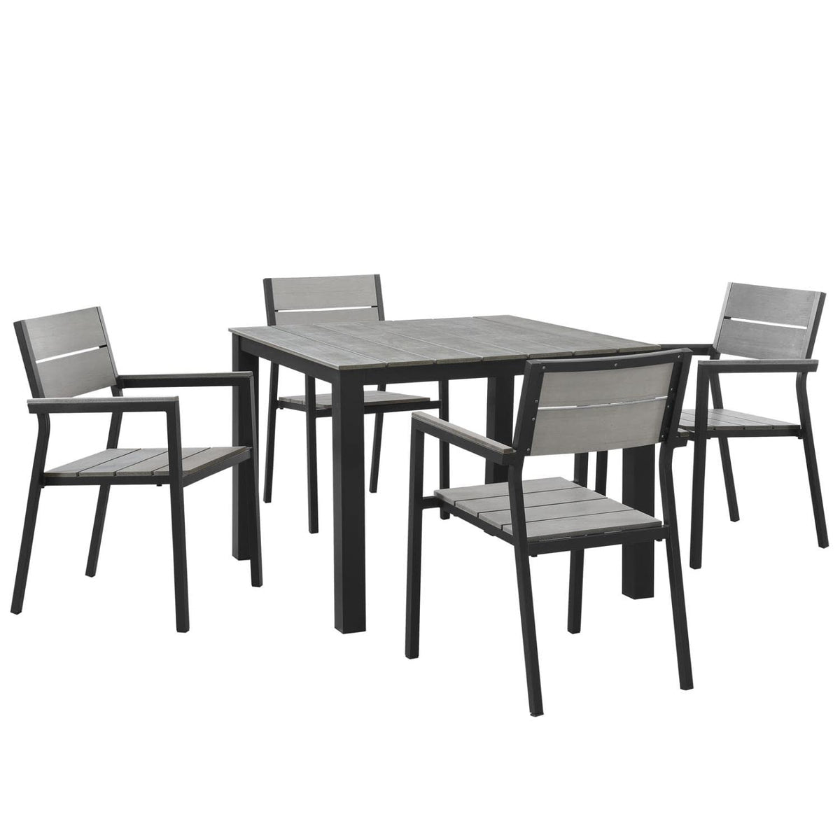 Lexmod Maine 6 Piece Outdoor Patio Dining Set In Brown Gray