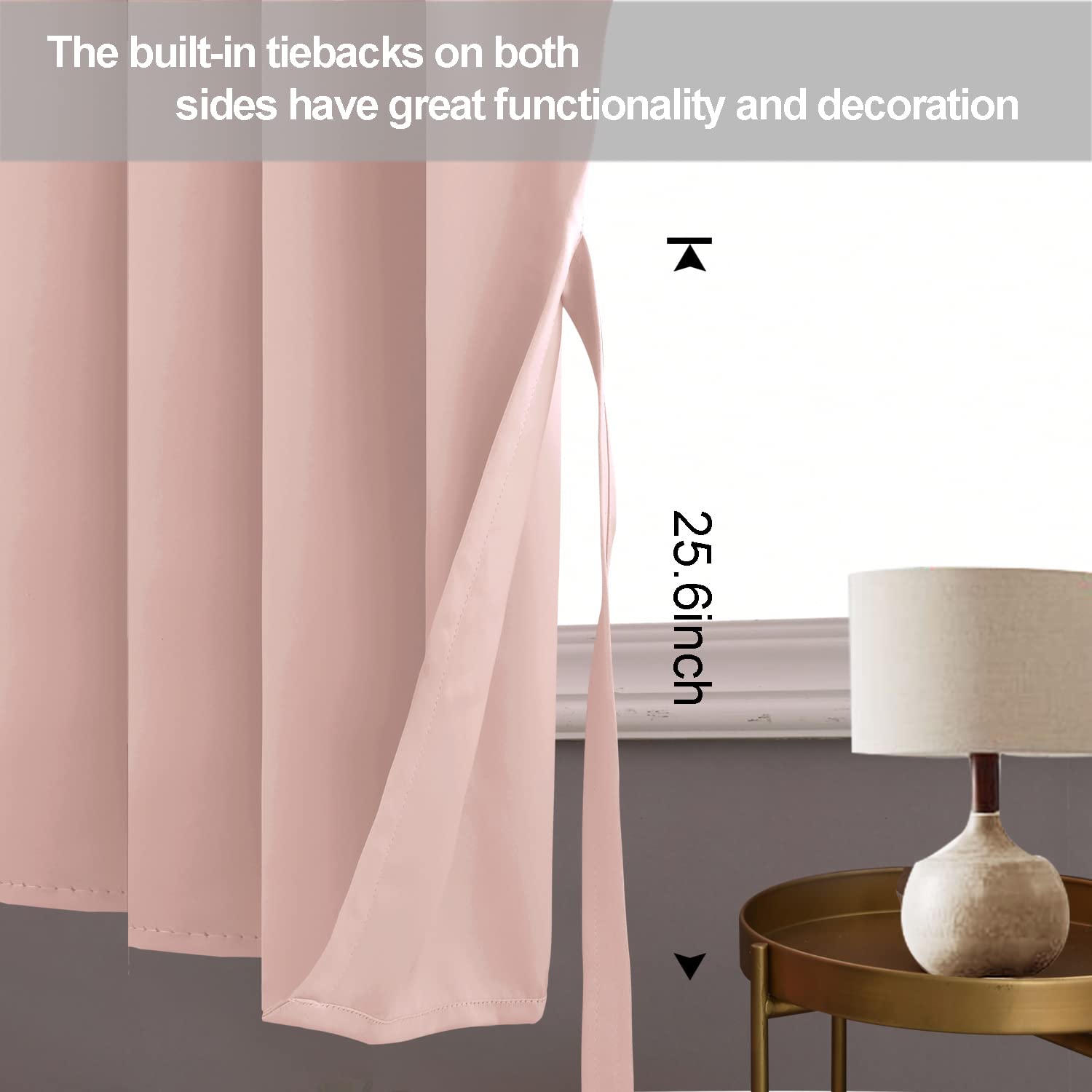 Jiuzhen Blackout Curtains With Tiebacks - Thermal Insulated, Light Blocking And Noise Reducing Grommet Curtain Drapes For Bedroom And Living Room, Set Of 2 Panels, 38 X 54 Inch Length, Blush Pink