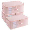 Coufce 3 Pack Bean Pink Large Canvas Storage Bags