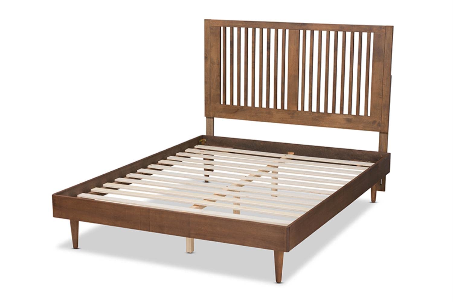 Baxton Studio Kioshi Mid-Century Modern Transitional Ash Walnut Finished Wood Full Size Platform Bed