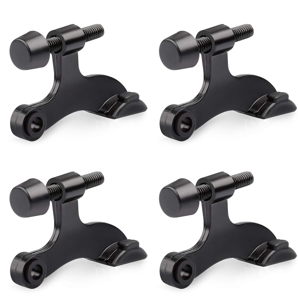 Homotek 4 Pack Hinge Pin Black Door Stopper,Adjustable Deluxe Heavy Duty Door Stopper 2-1/2'X1-3/4   ,With Black Rubber Bumper
