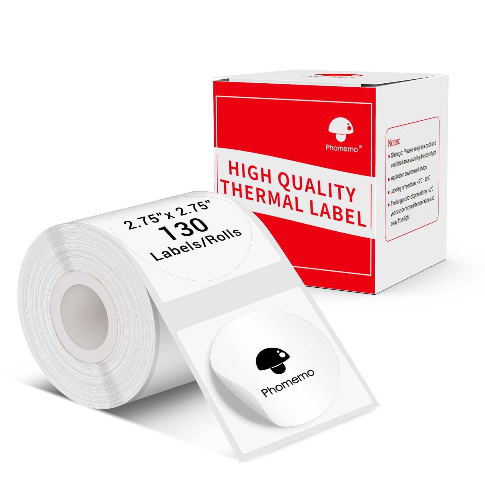 Phomemo Sticker Circle Labels- 2.75'X2.75'(70X70Mm) Thermal Label For M221/M220/M200, For Barcode/Address/Mailing/Logo/Busines
