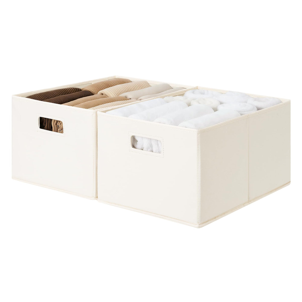 StorageWorks Fabric Storage Bins for Shelves, Large, 2Pack, Ivory