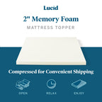 Lucid 2 Inch Traditional Foam Mattress Topper - Hypoallergenic - Ventilated - Conforming Support - Twin