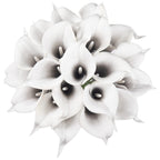 DuHouse 20Pcs Artificial Calla Lily Flower Real Touch Latex Flowers for DIY Wedding Bouquet Party Home Decor (Black White)