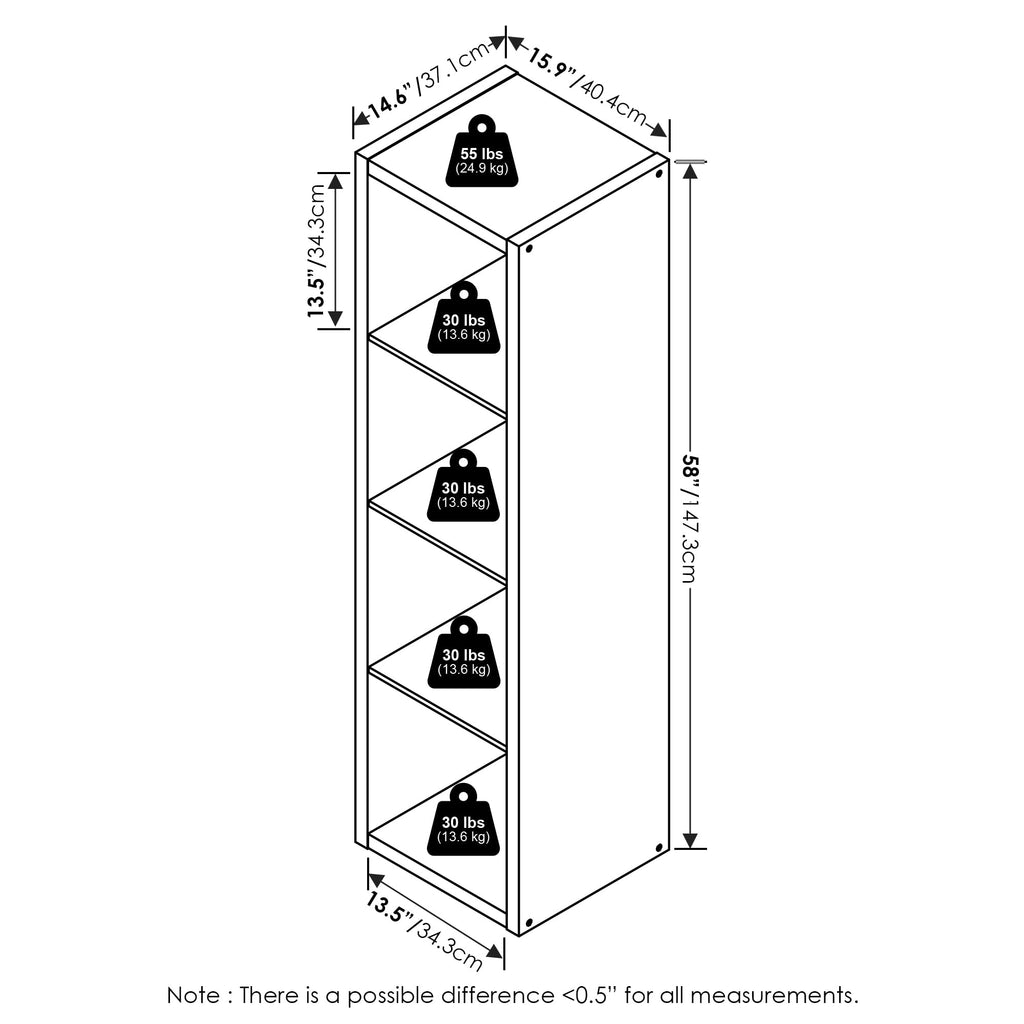 Furinno Cubicle Open Back Decorative Verticle Cube Storage Organizer, 4-Cube, Dark Oak