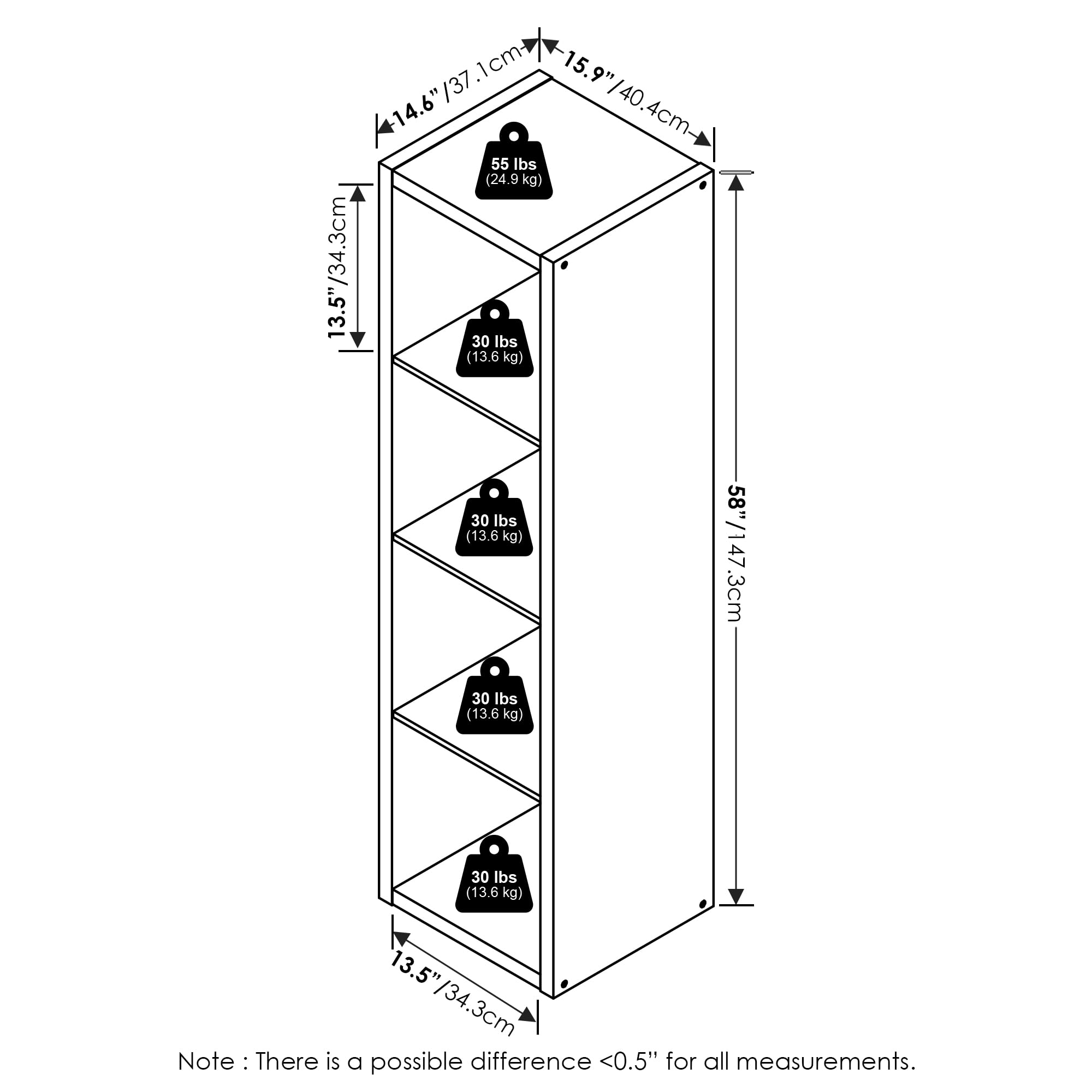 Furinno Cubicle Open Back Decorative Verticle Cube Storage Organizer, 4-Cube, Dark Oak