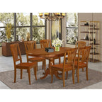 East West Furniture POAV7-SBR-W 7 Piece Dining Table Set Consist of an Oval Dining Room Table with Butterfly Leaf and 6 Wood Seat Chairs, 42x60 Inch, Saddle Brown
