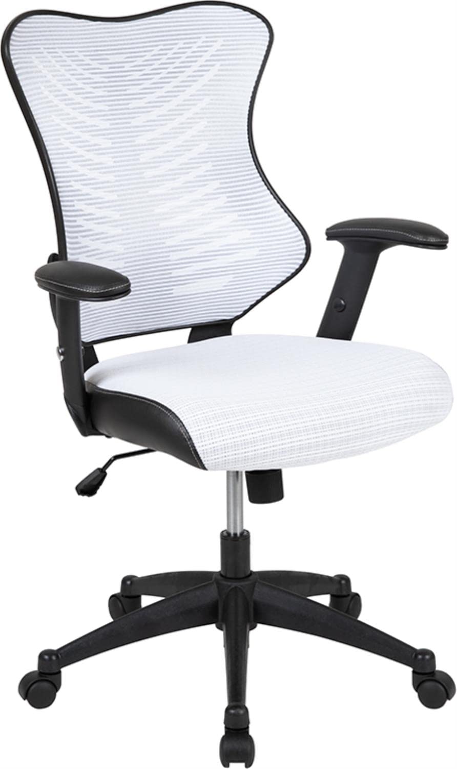 Flash Furniture Kale High Back Designer White Mesh Executive Swivel Ergonomic Office Chair With Adjustable Arms